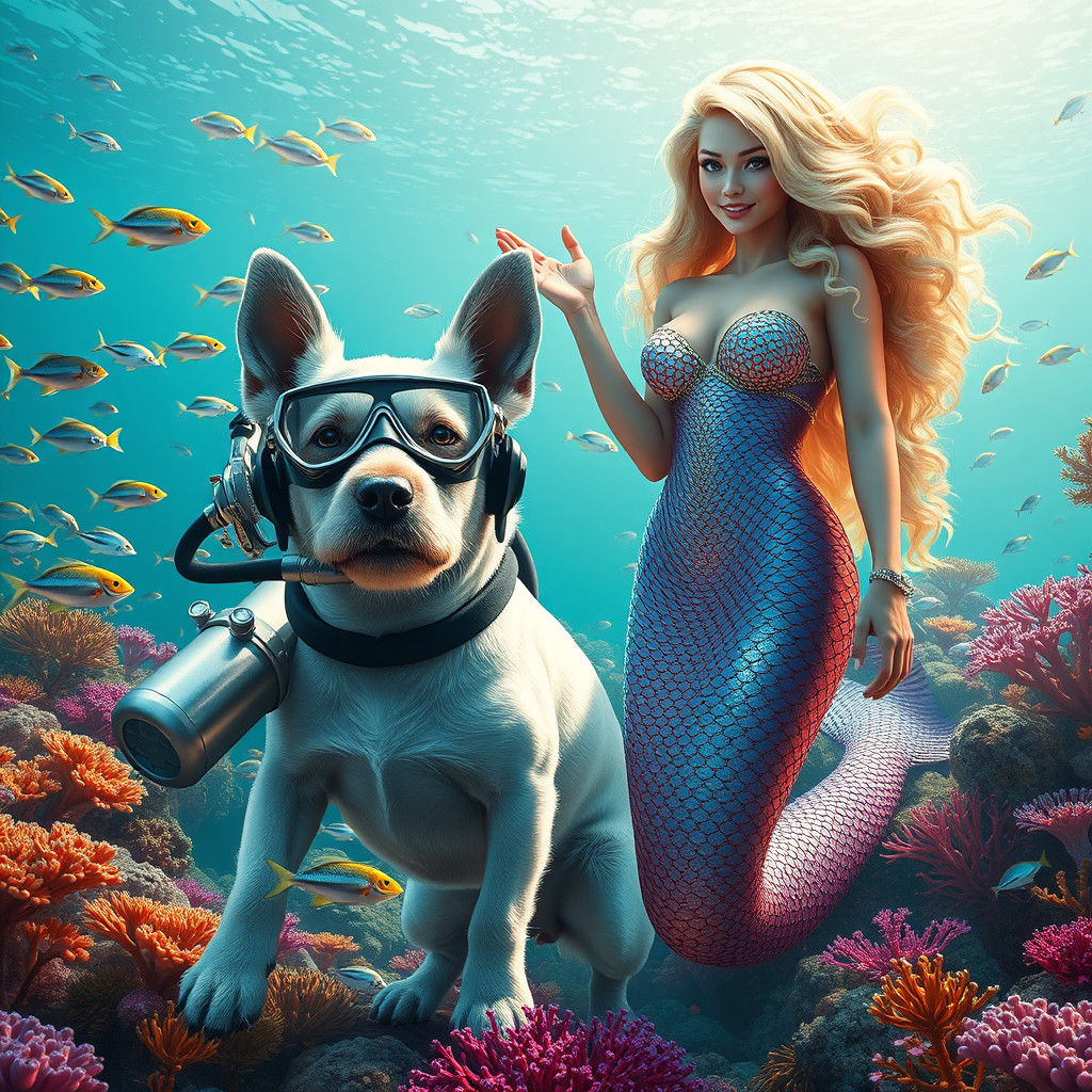 Underwater Jack Russell Terrier and Mermaid Adventure