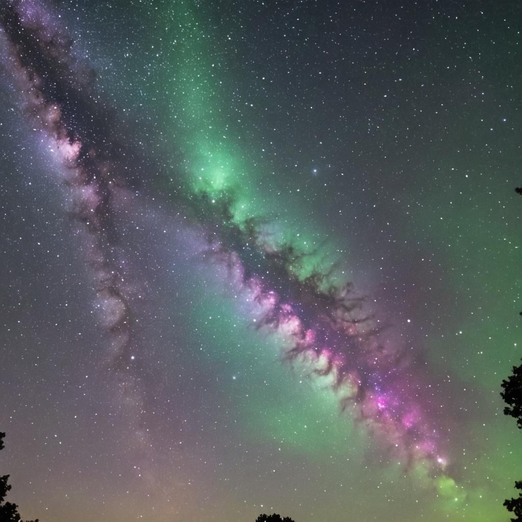 Green and Purple Aurora Borealis at Night