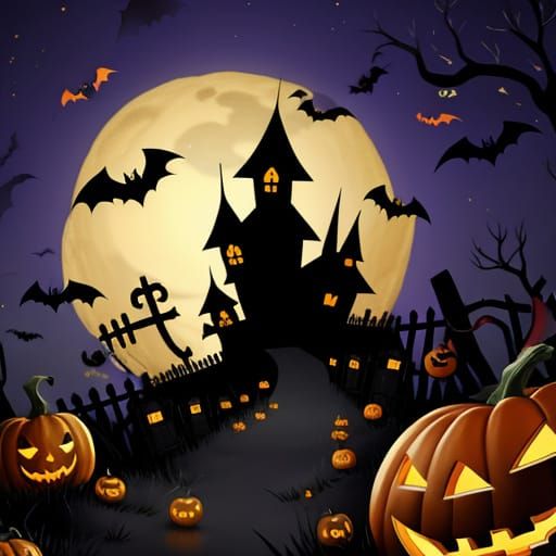 Creepy Halloween Night With Spooky Decorations