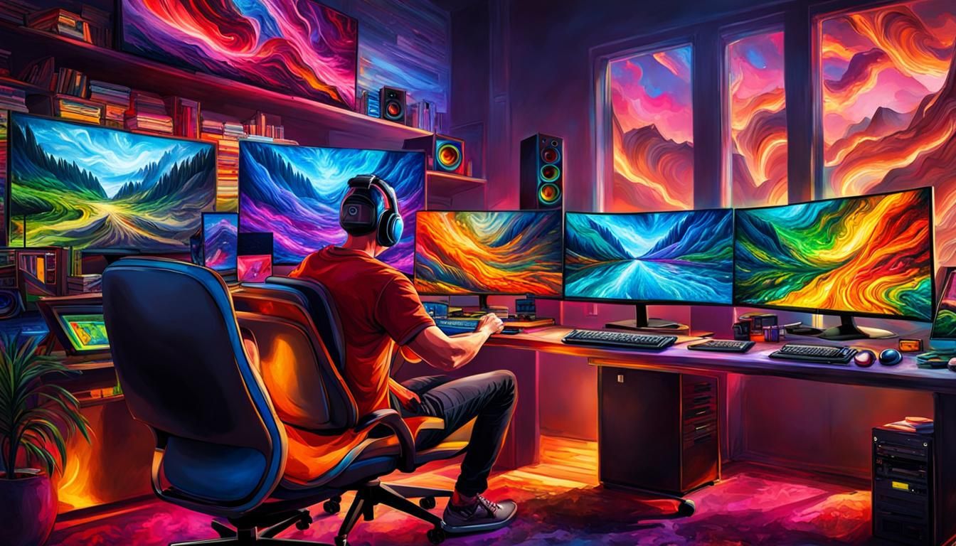 Excited Gamer on Ultimate RGB PC: Digital Illustration