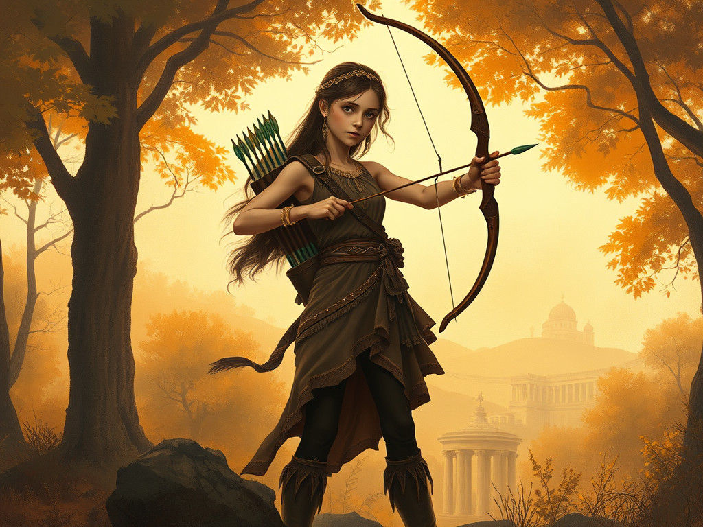 Atalante in Ancient Greek Forest Illustration