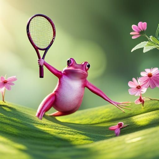 Joyful Pink Frog Balances Hobbies in Garden