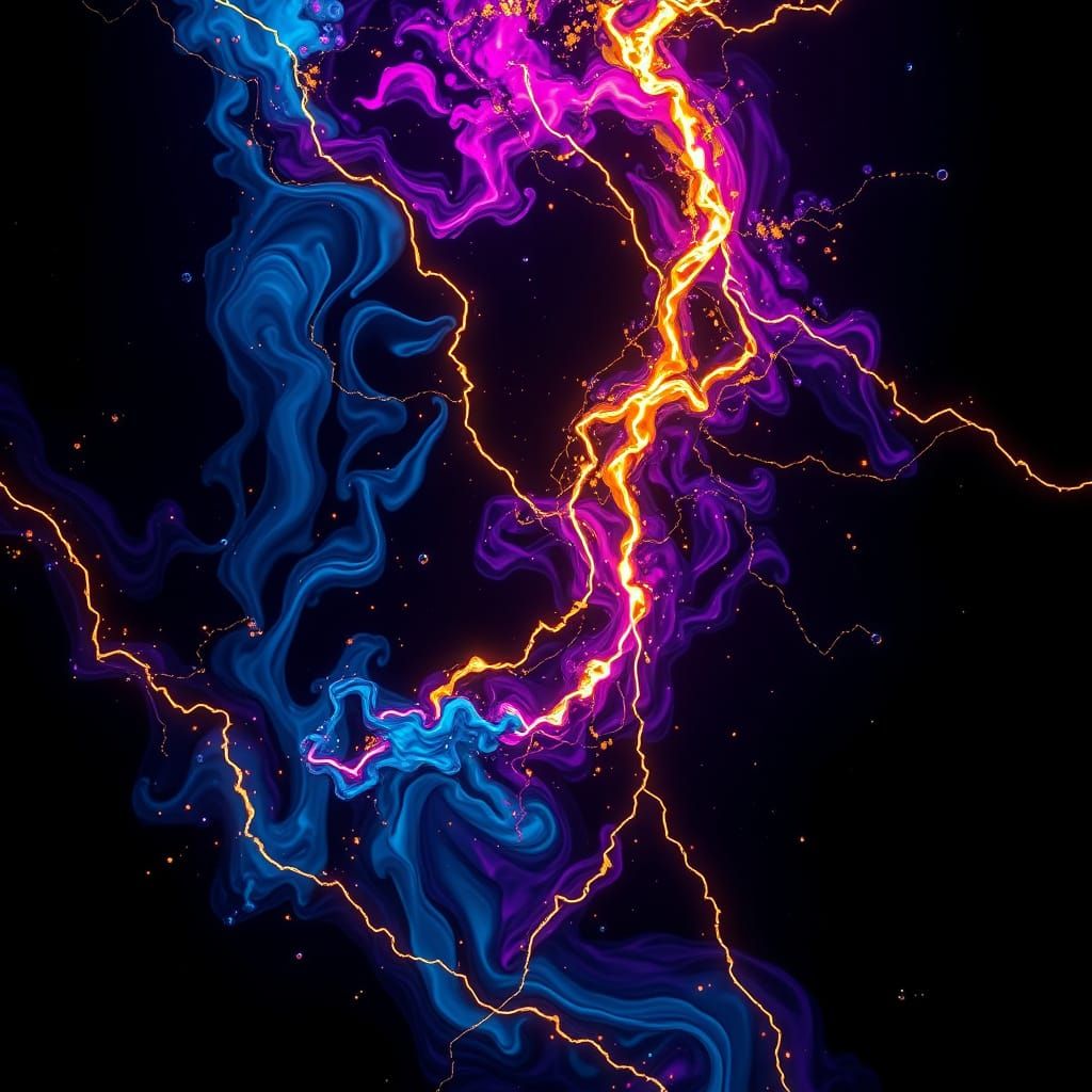 Ink and Gold Dissolving in Water: A Cyberpunk Dreamscape