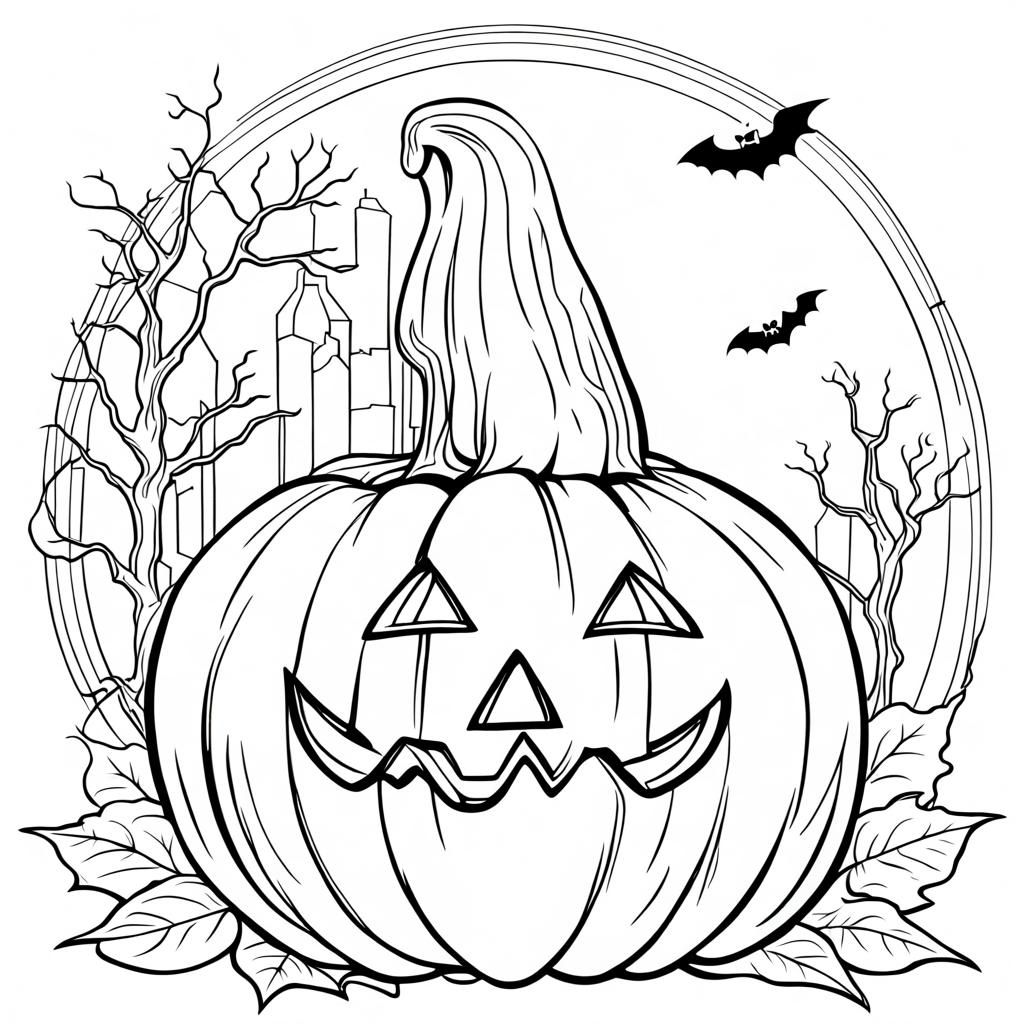 Halloween Coloring Book Page Outlines