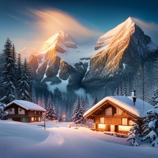 Photorealistic Mountain Chalets in Switzerland