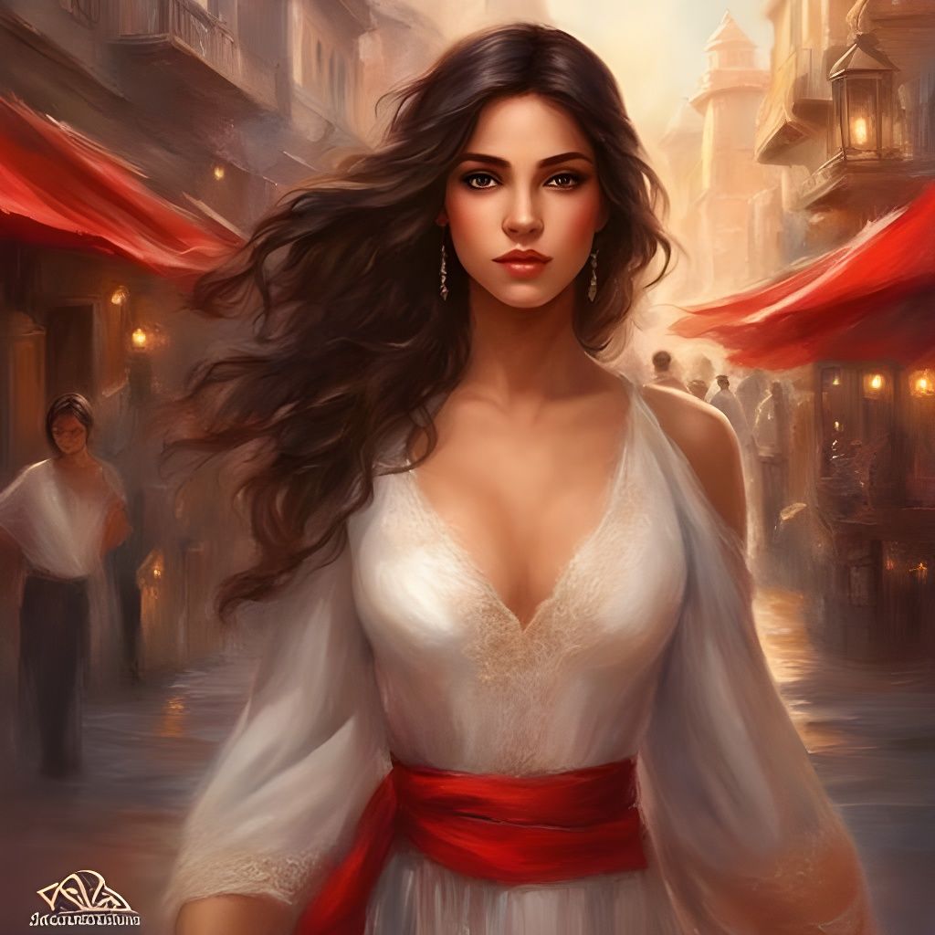 Beautiful Latina Girl Portrait in WLOP Style