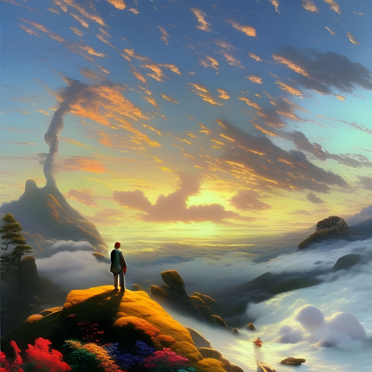 Wanderer Above the Sea of Fog in Romantic Style