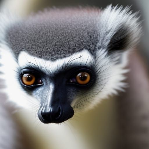 Photorealistic 3D Portrait of a Fluffy Lemur