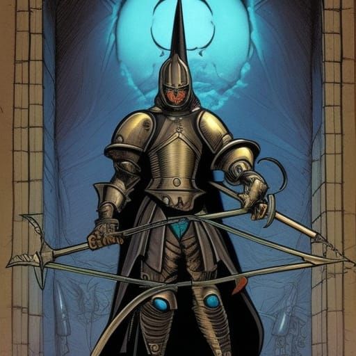 Medieval Cat Knight in Comic Book Style