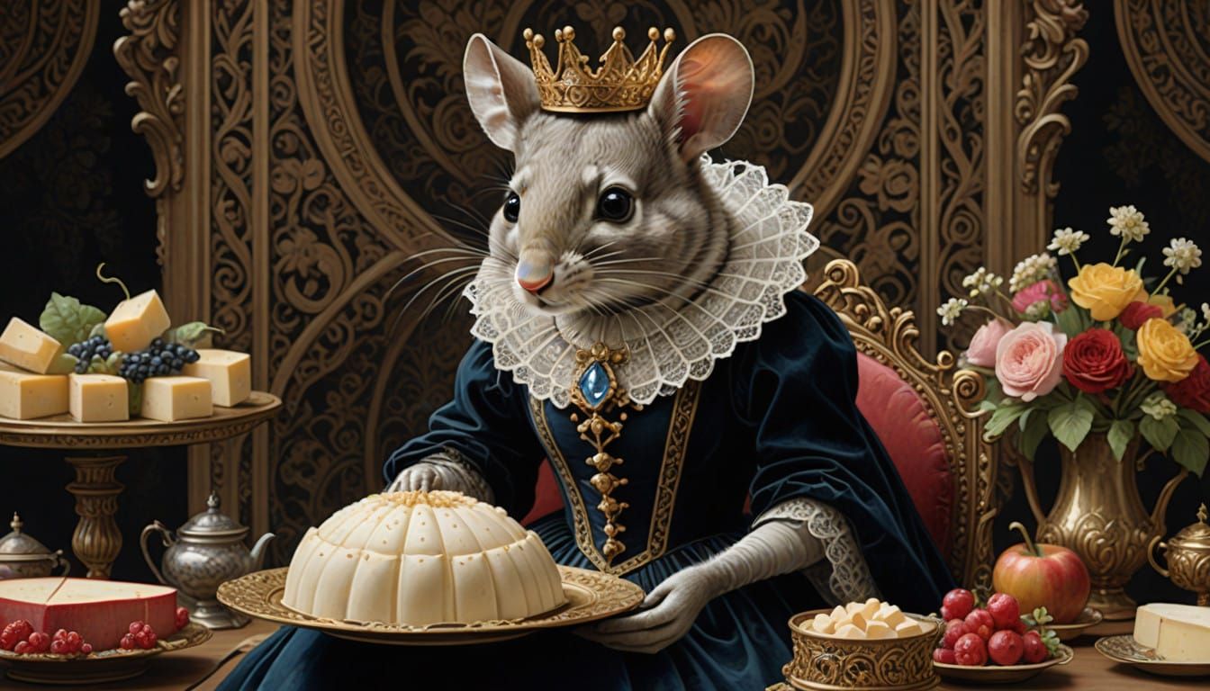 Regal Mouse Queen Reigns in Sugar Cube Palace
