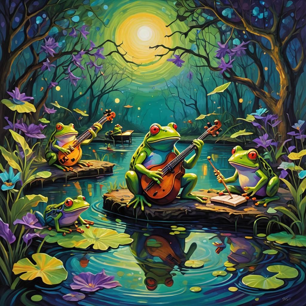 Frogs Jamming in the Bayou