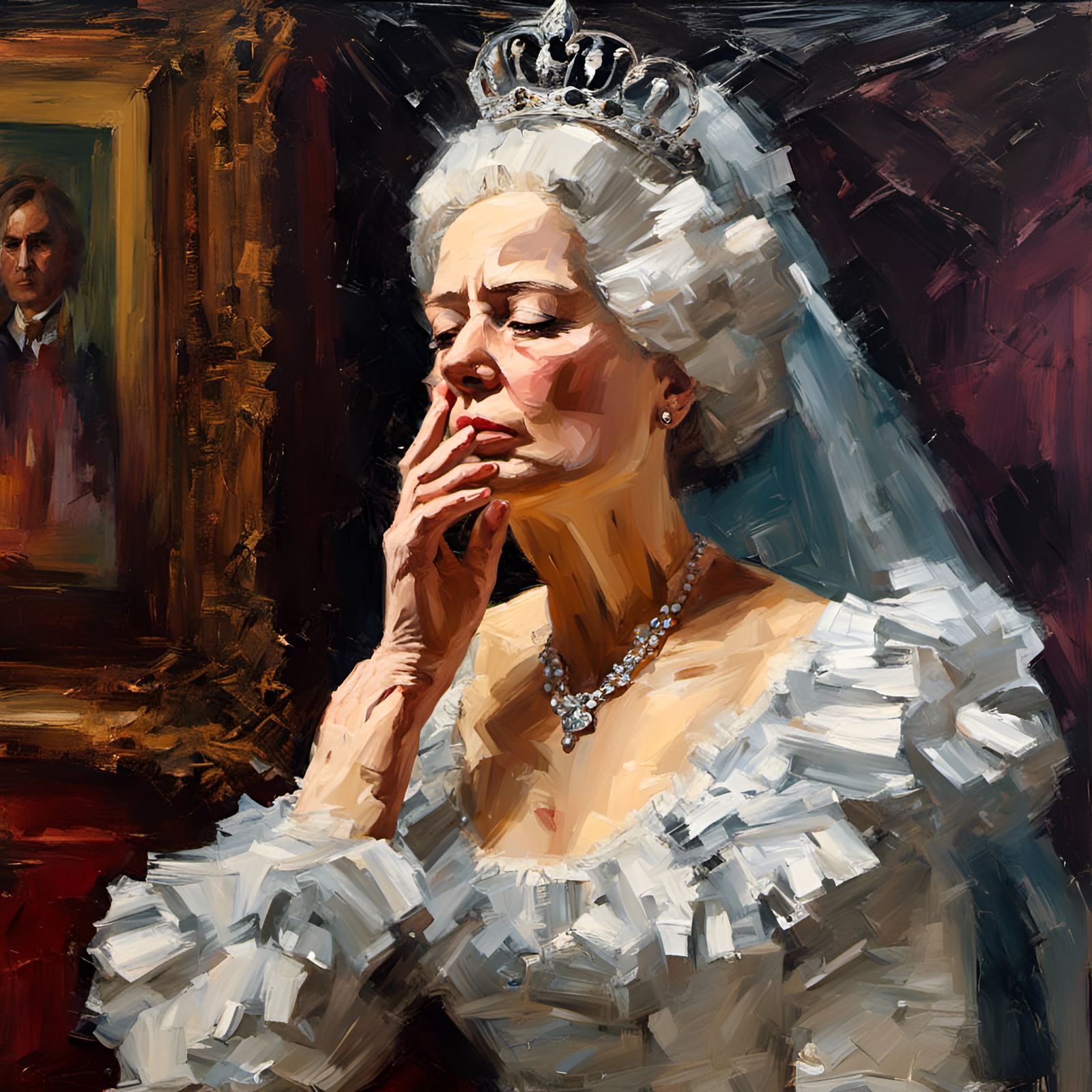 Victorian Queen Facepalm as Palette Knife Painting