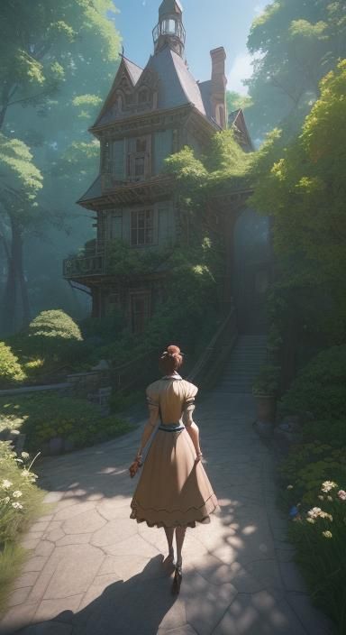 Victorian Dog with Onion Clock: 3D Anime Style