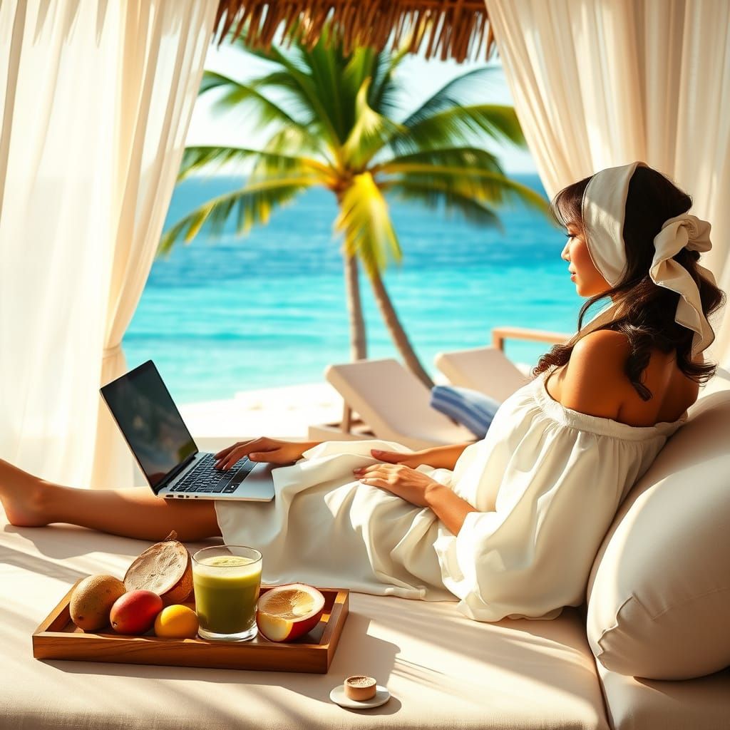 Tropical Oasis of Serenity in Vibrant Colors