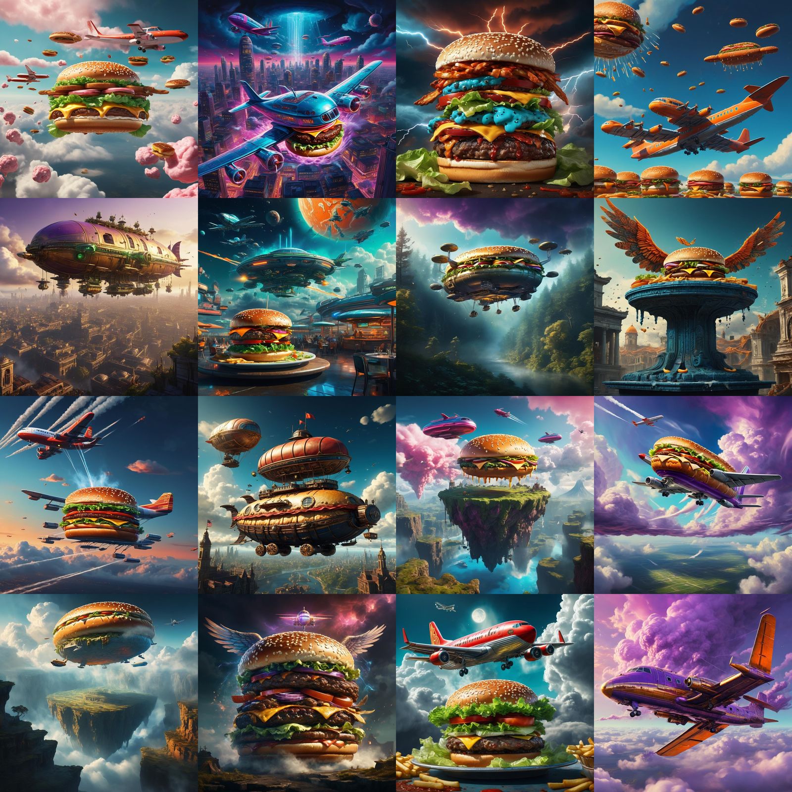 Hamburger Airplane Fantasy Concept Art