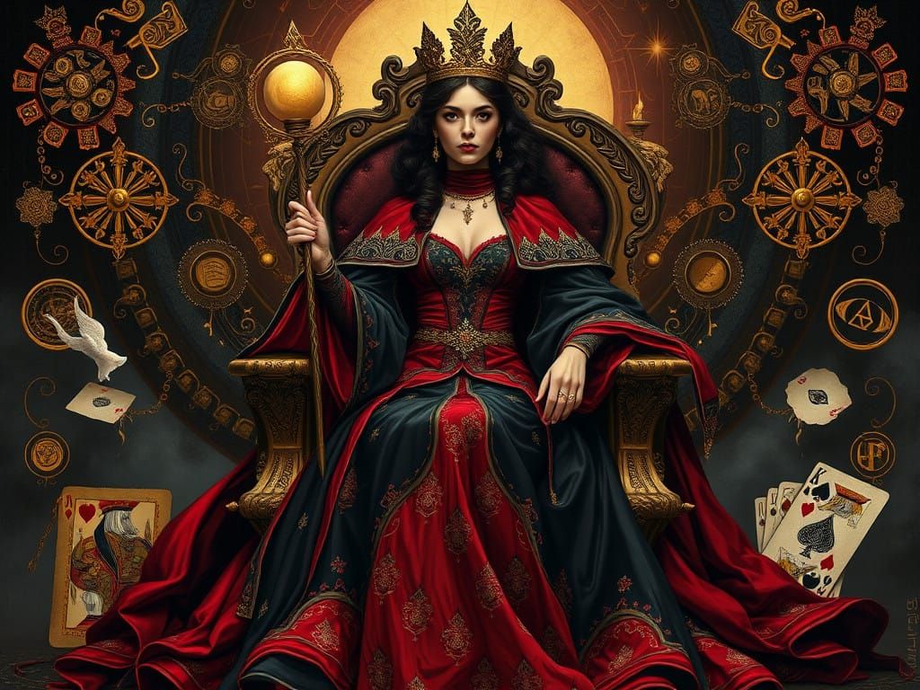 Mystical Queen of Spades Reigns Supreme in Opulent, Symbolic...