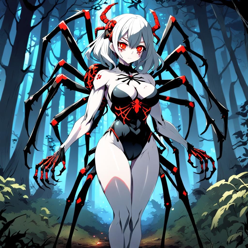 Muscular Arachne Girl in a Magical Forest