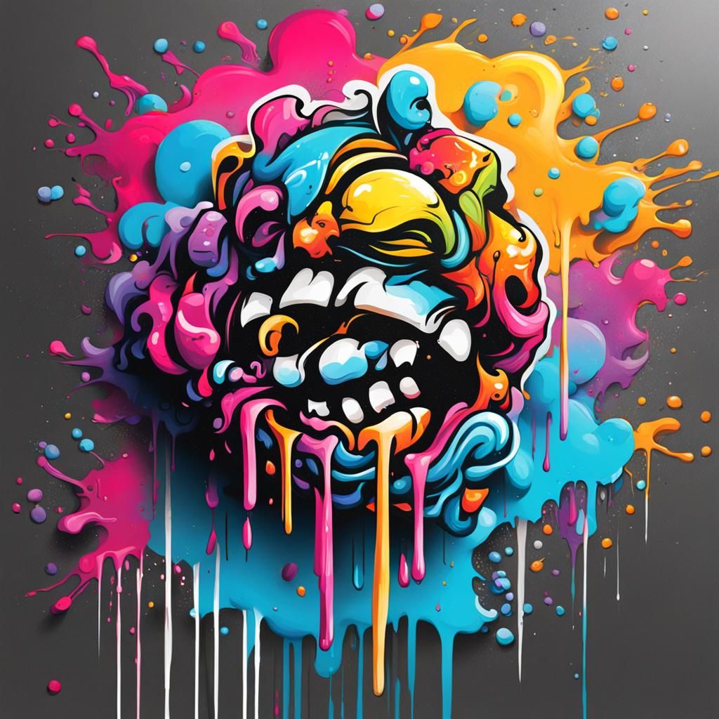 Colorful Graffiti Splash Art in Street Style