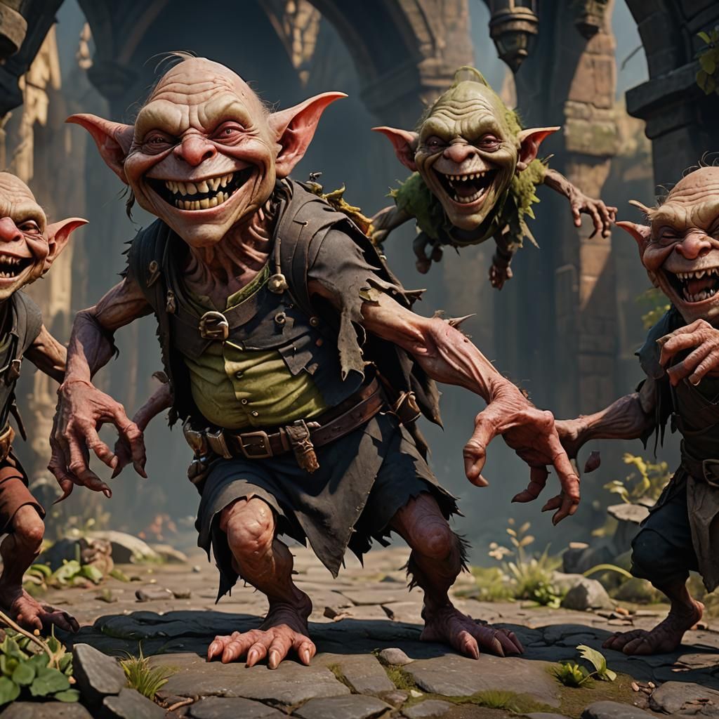 Lumpy Goblin with Red Skin: Detailed Matte Painting