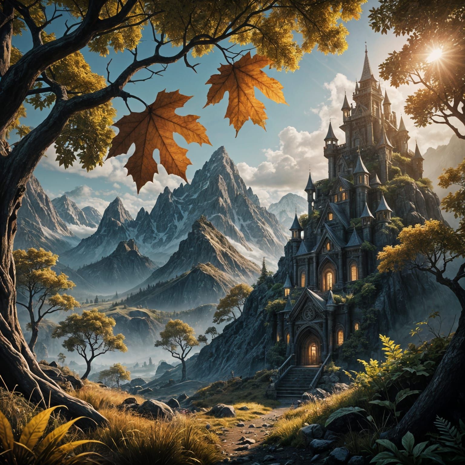 Mountain Landscape in Realistic Style