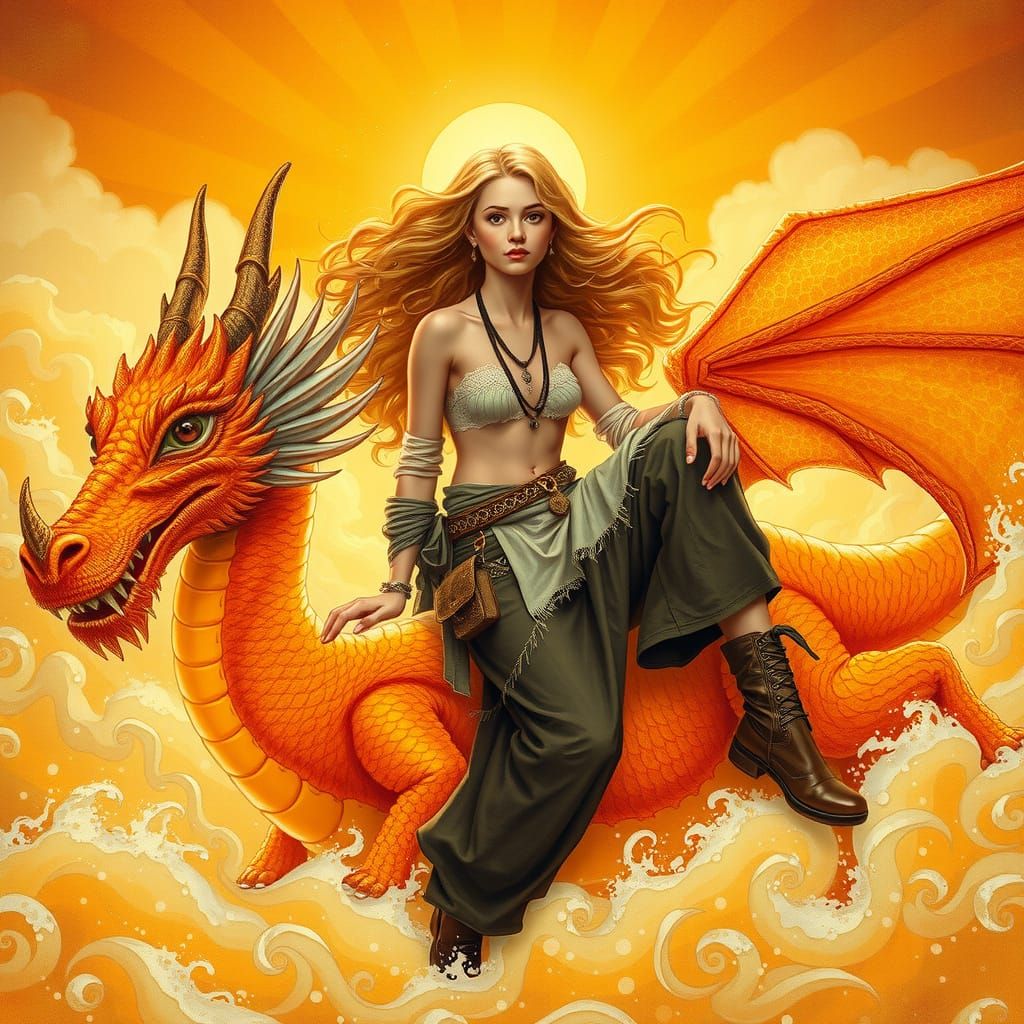 Gummy Dragon Rider: Art Nouveau Dreamscape