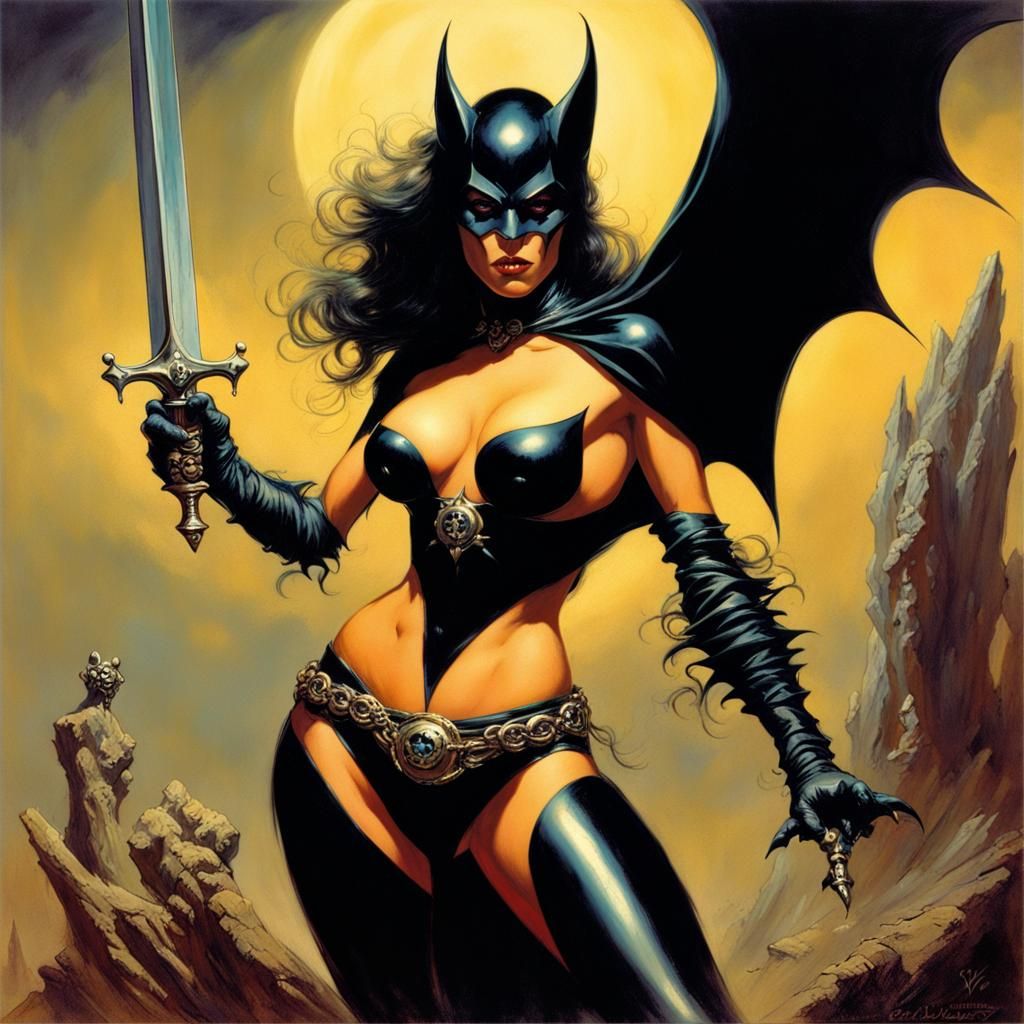 Bat Woman in Dark Fantasy Style