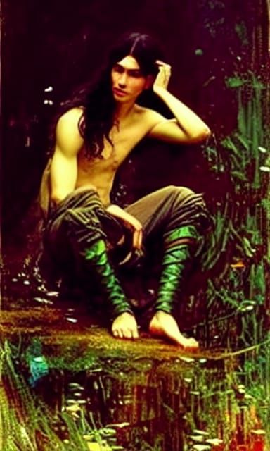 Elven Portrait in Pre-Raphaelite Style