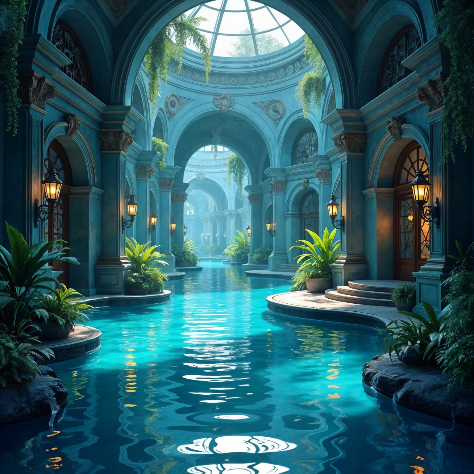 Hyper-Detailed Water Wonderland: Digital Matte Painting