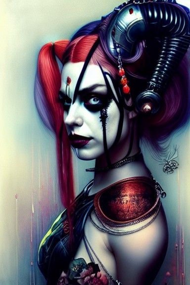 Elegant Portrait of Harley Quinn in Digital Art Style