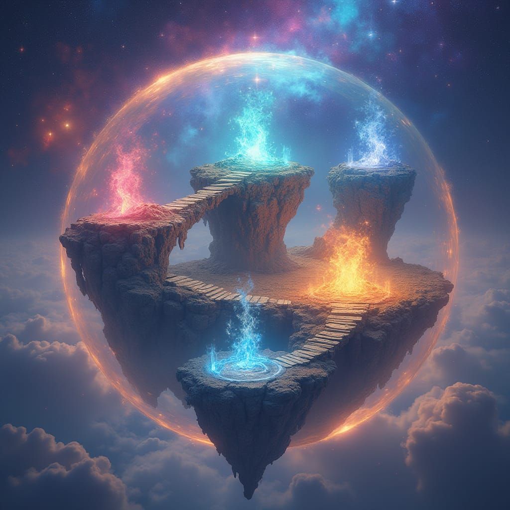 Five Elemental Floating Islands in Galaxy Orb