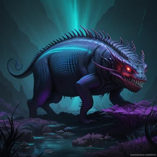 Visually Striking Bioluminescent Vermis in Dark Fantasy Art