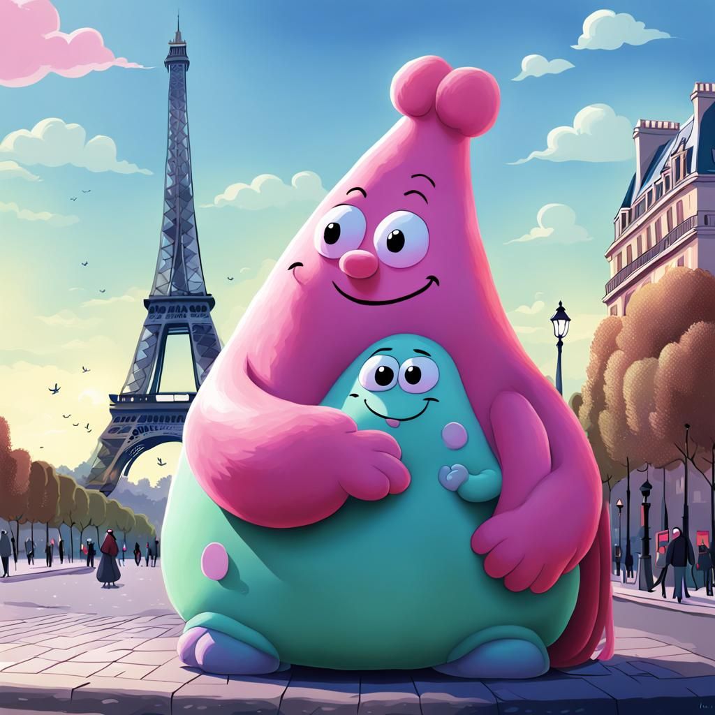 Barbapapa Visits Paris in Anime Style