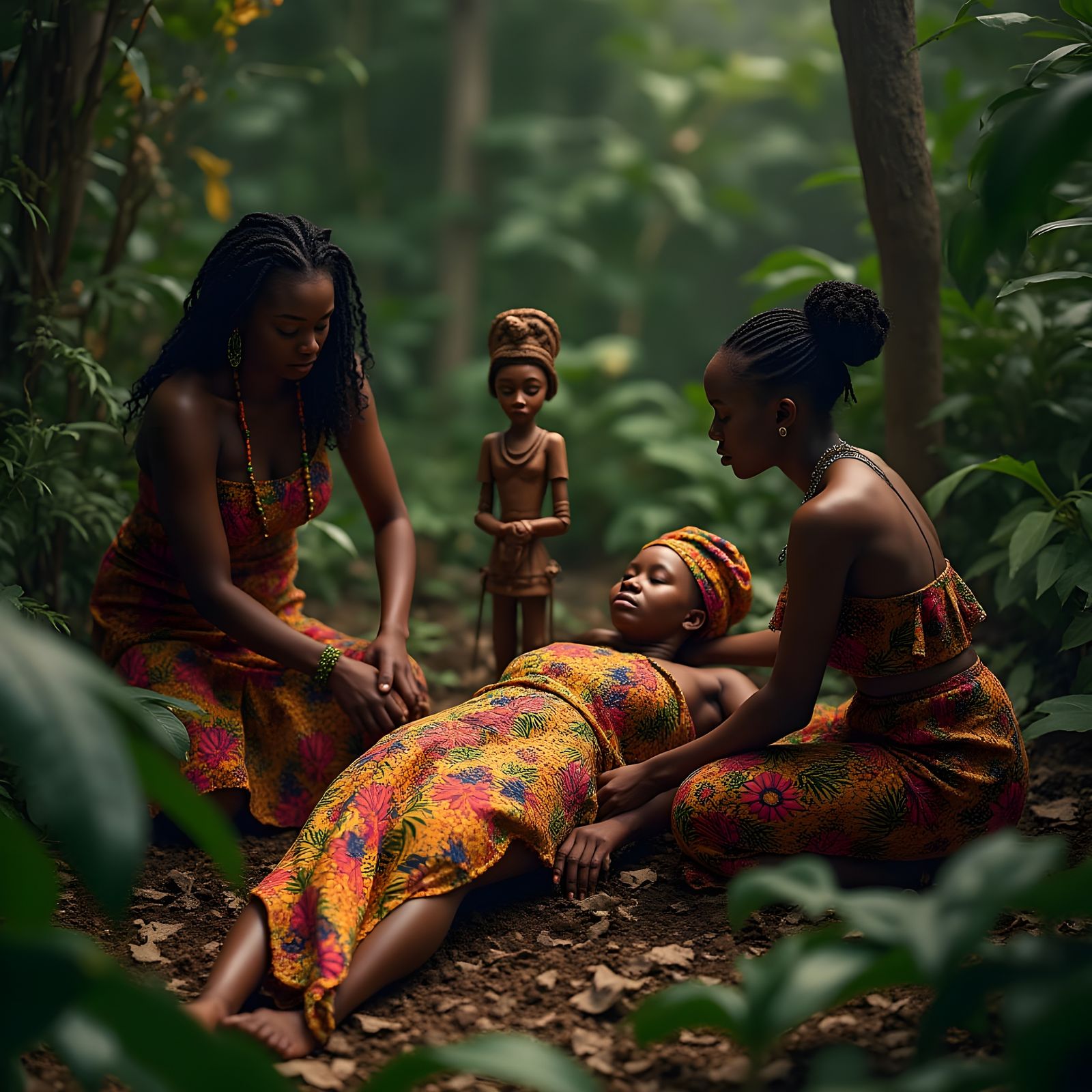 Solemn Burial Ritual in Eastern Nigeria, Ultra-Realistic