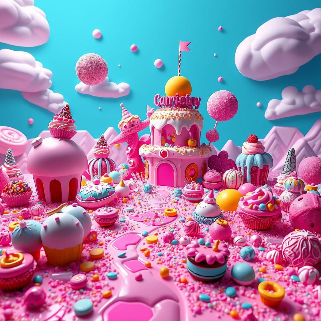 Vibrant Sweet Landscapes in Pop Surrealist Style