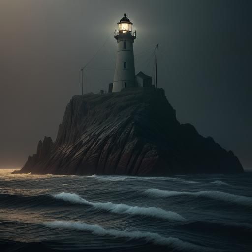 Lighthouse Keeper in Tower with Golden Light