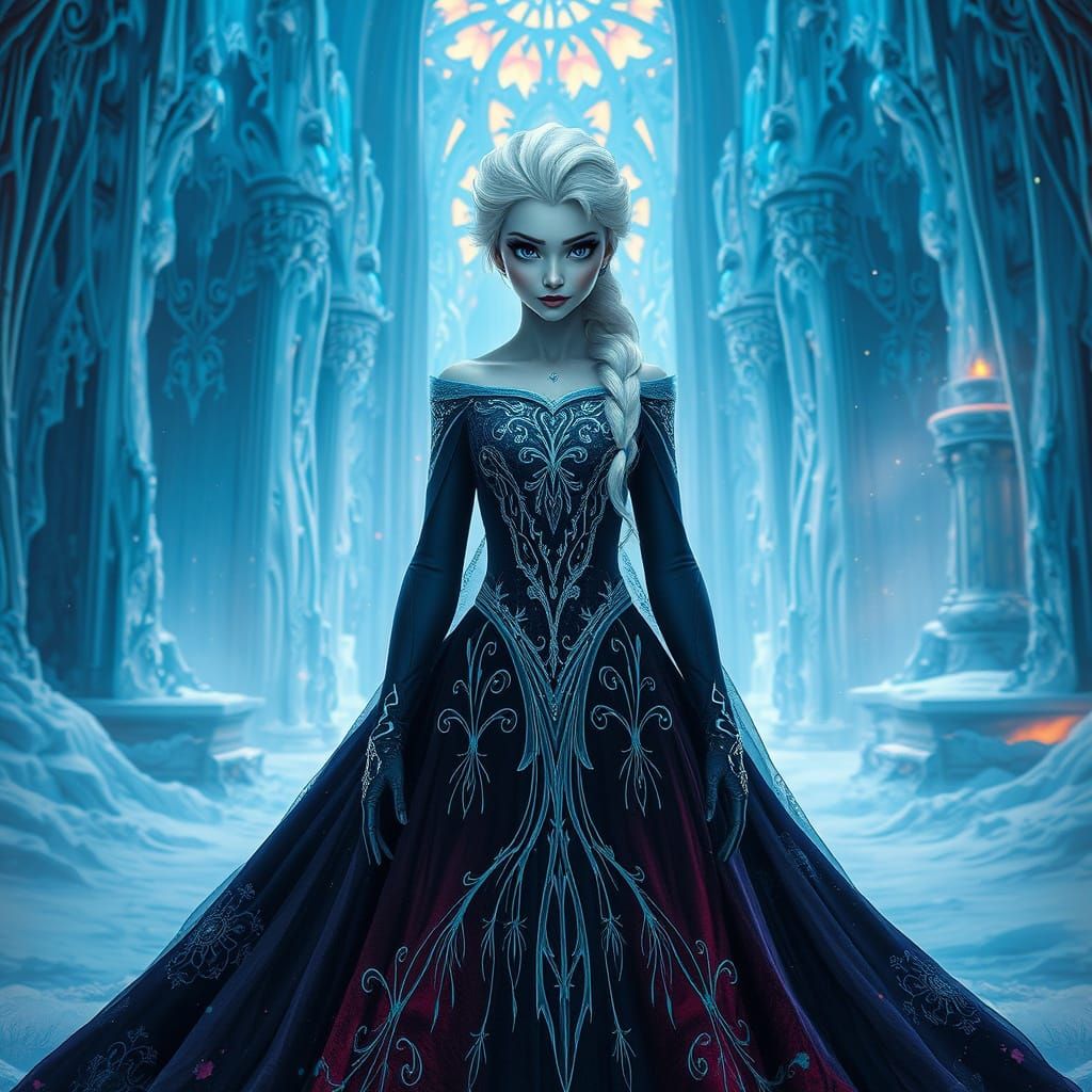 Gothic Queen Elsa Reigns Over Frozen Kingdom