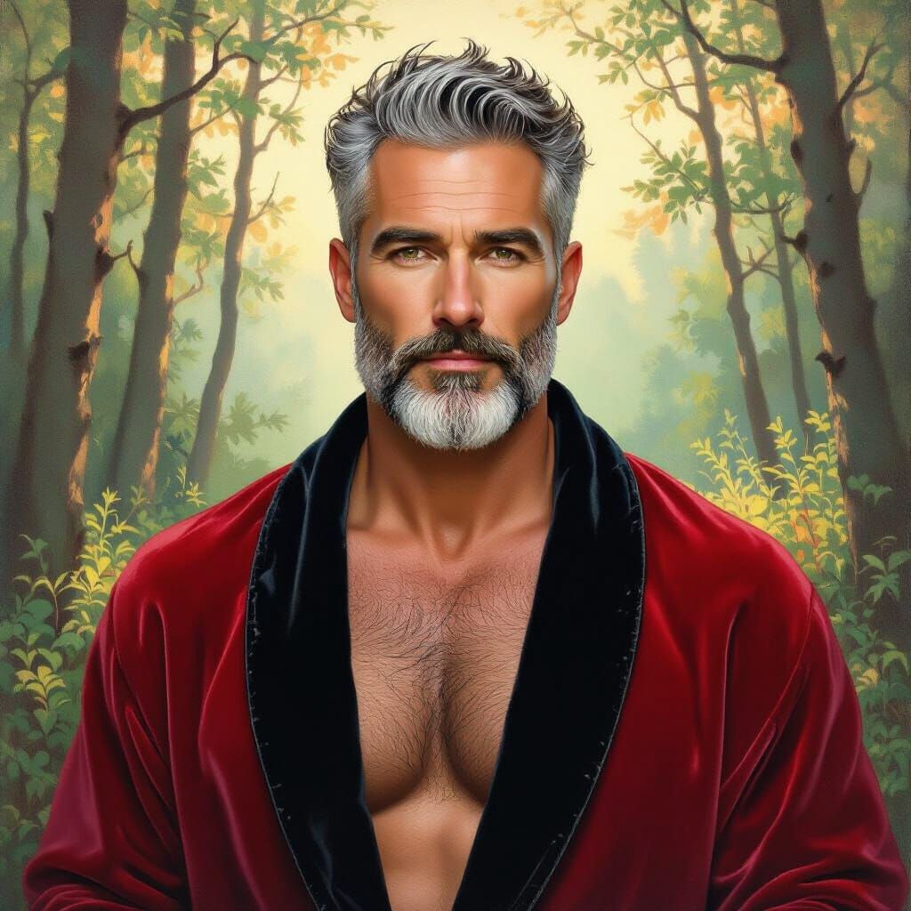 Handsome Man in Velvet Robe, Impressionist Portrait