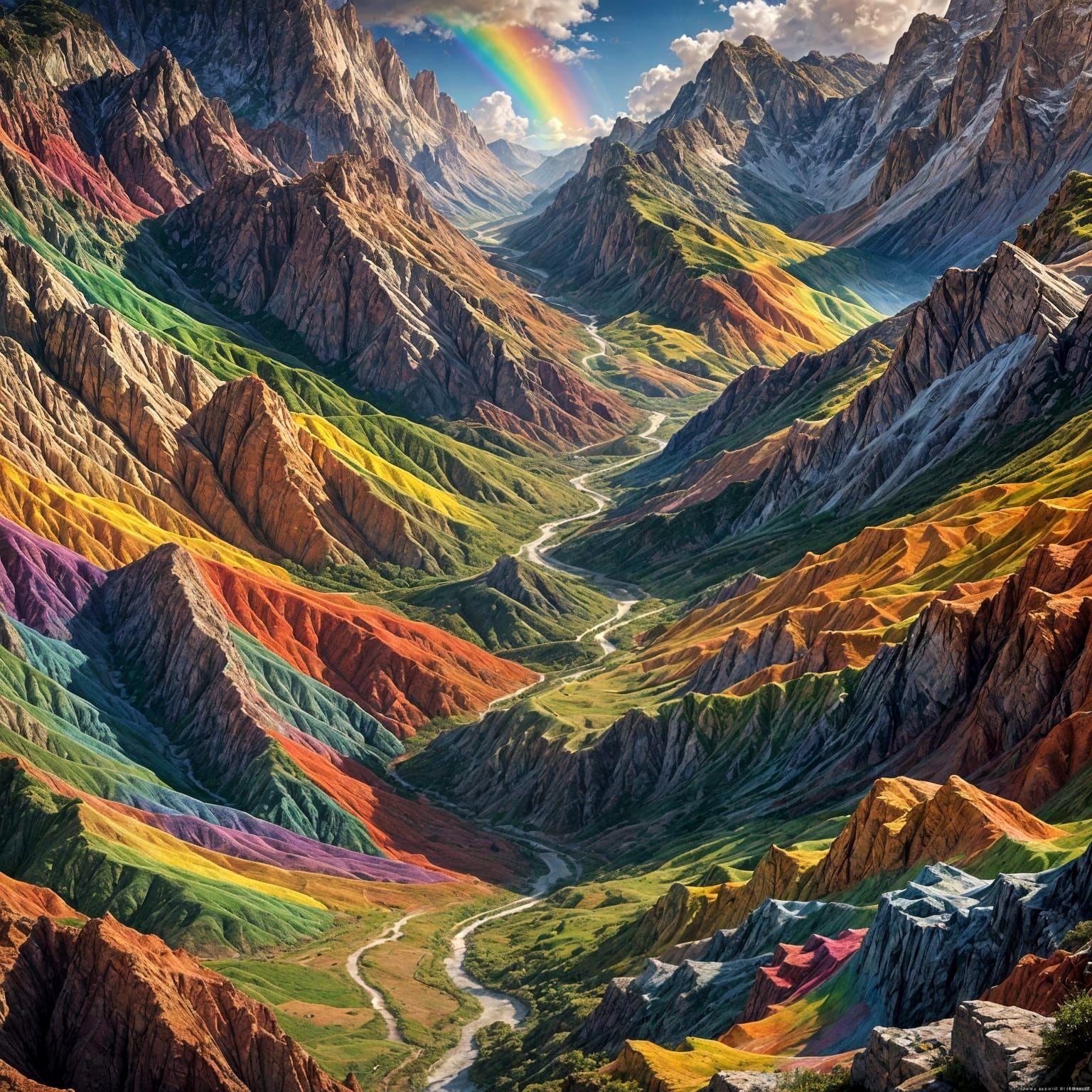 Rainbow Valley in Detailed Matte Painting Style