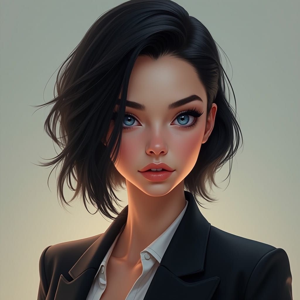 Elegant Professional Portrait in Deep Color with Intricate D...