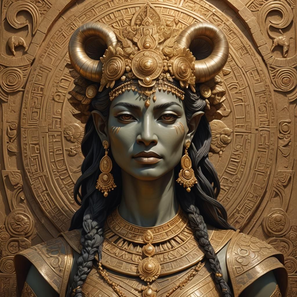 Sumerian Goddess Ninsun Anumar in Royal Attire, Ancient Meso...