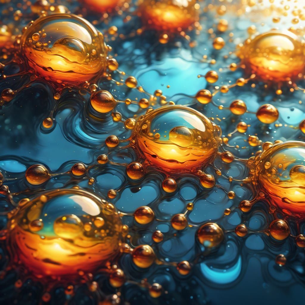 Vibrant Fractal Water Scene in Triadic Colors