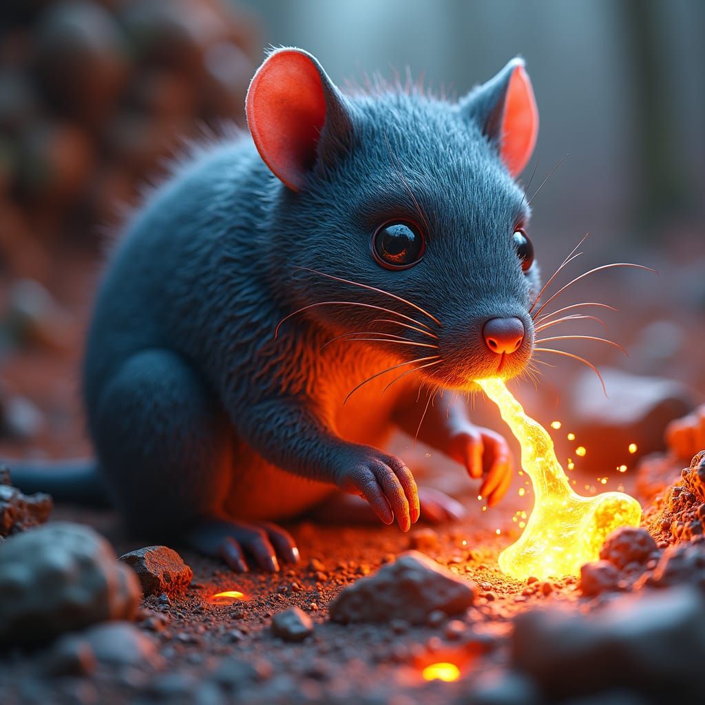 Mole Shoots Lava in Detailed Matte Painting Style