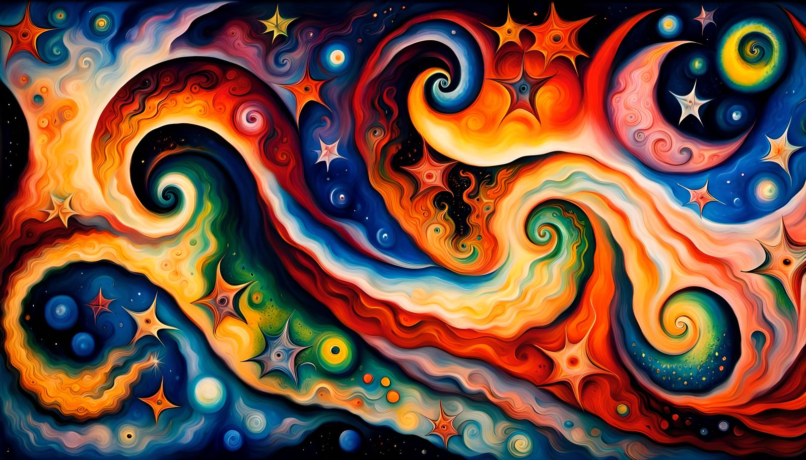 Star Formation in Chagall Oil Painting Style