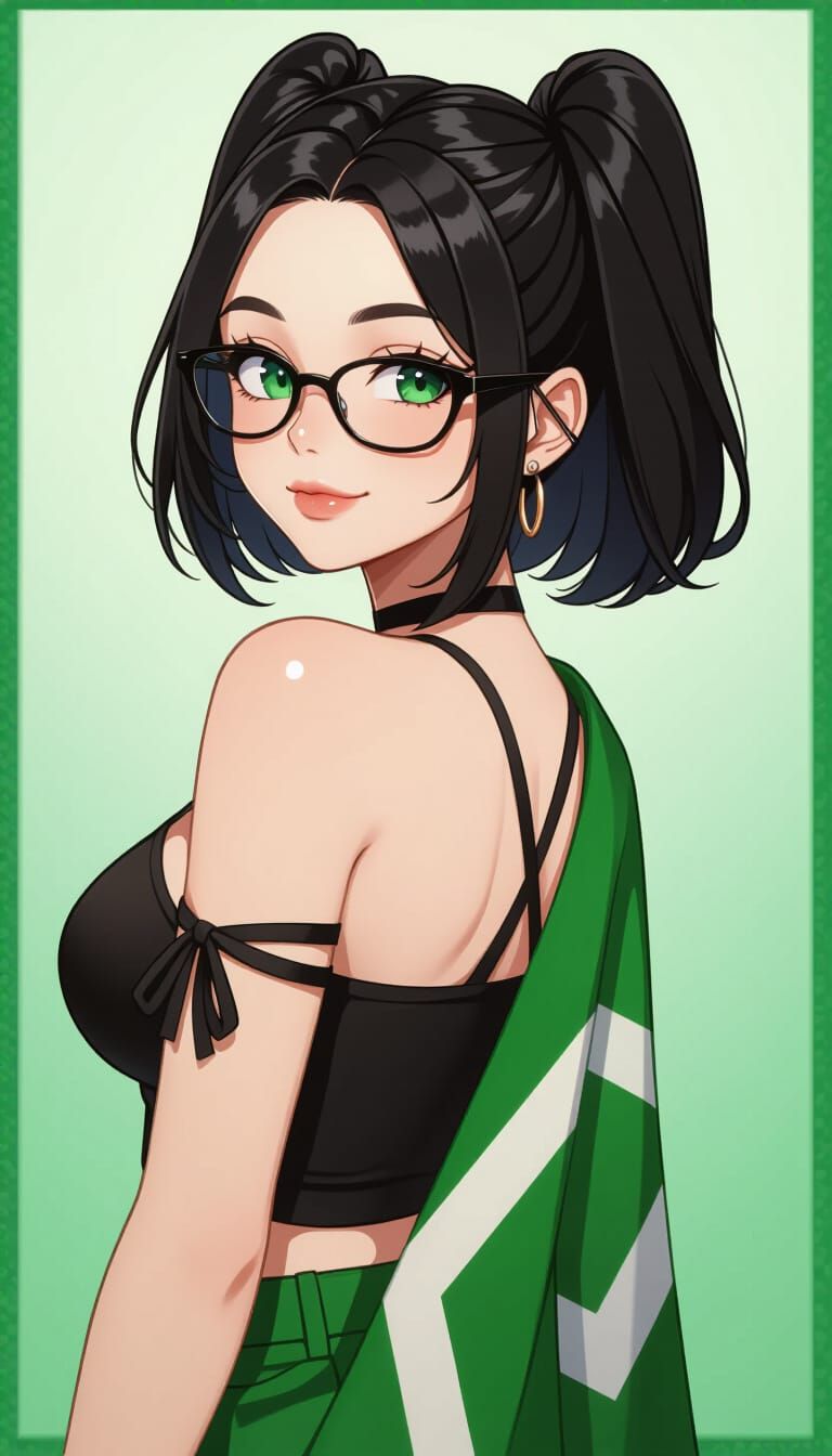 Anime Illustration of Katerina Heiss with Playful Smile