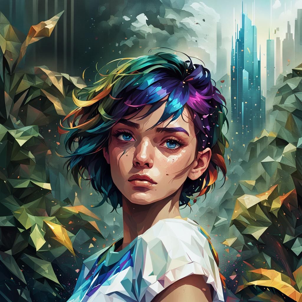 Pixelated Portrait in Concept Art Style