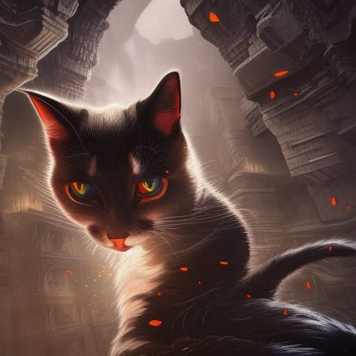 Ink Spill Cat: Detailed Matte Painting