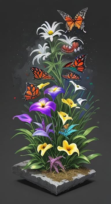 Graffiti Art Garden with Insects and Flowers