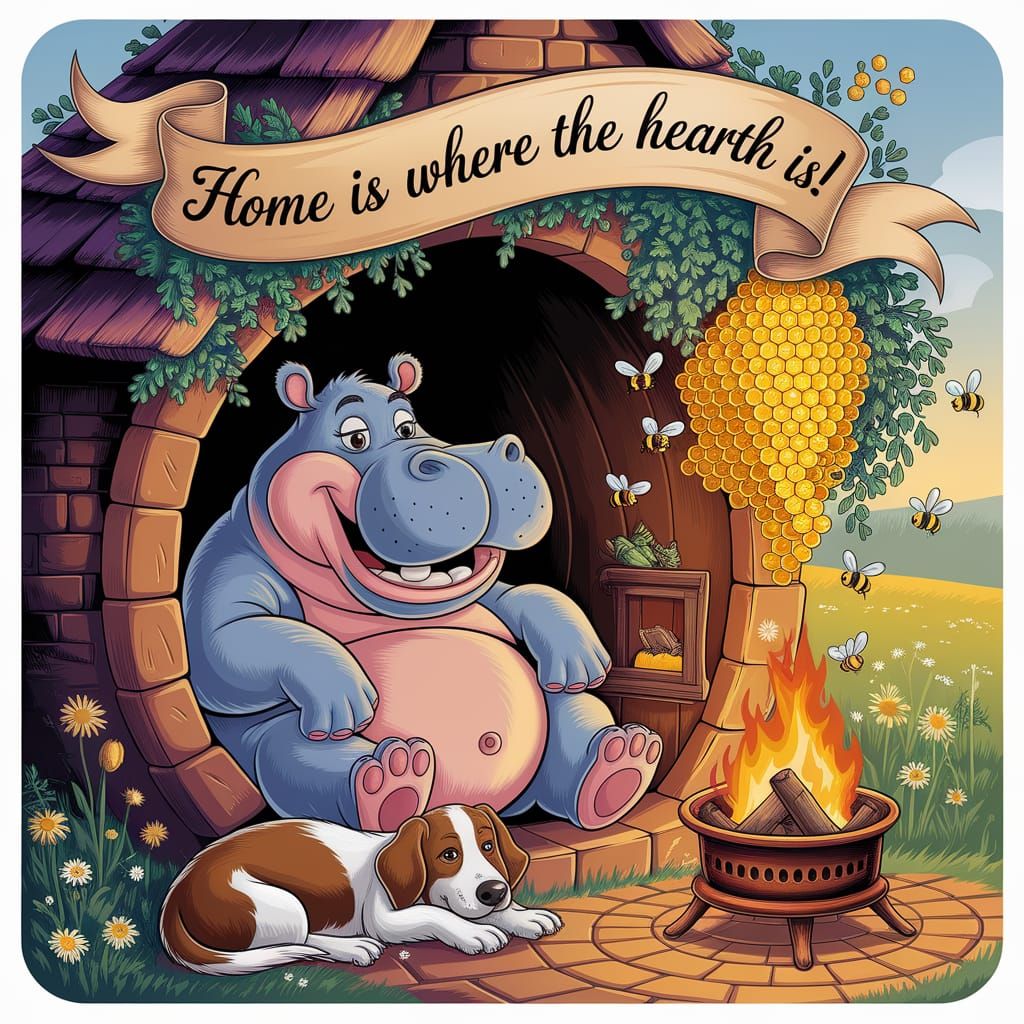 Cozy Hippo Home: A Digital Art Piece