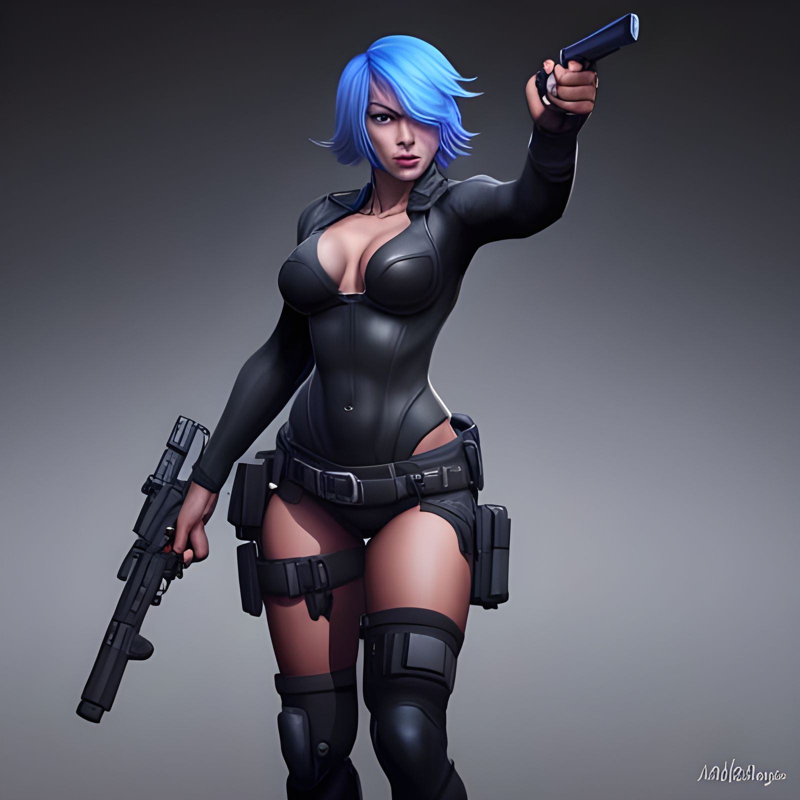 Detailed Portrait of Woman with Weapon