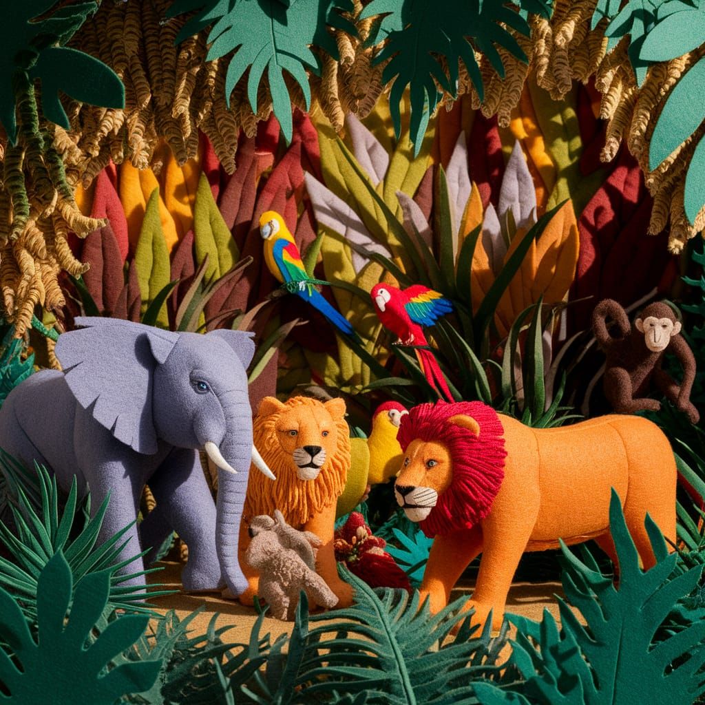 Felt Jungle Safari in Golden Sunlight